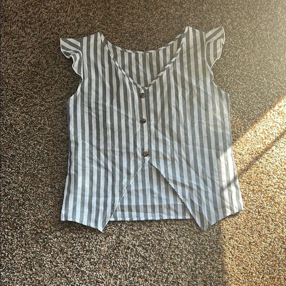 Striped Gray Sleeveless Top